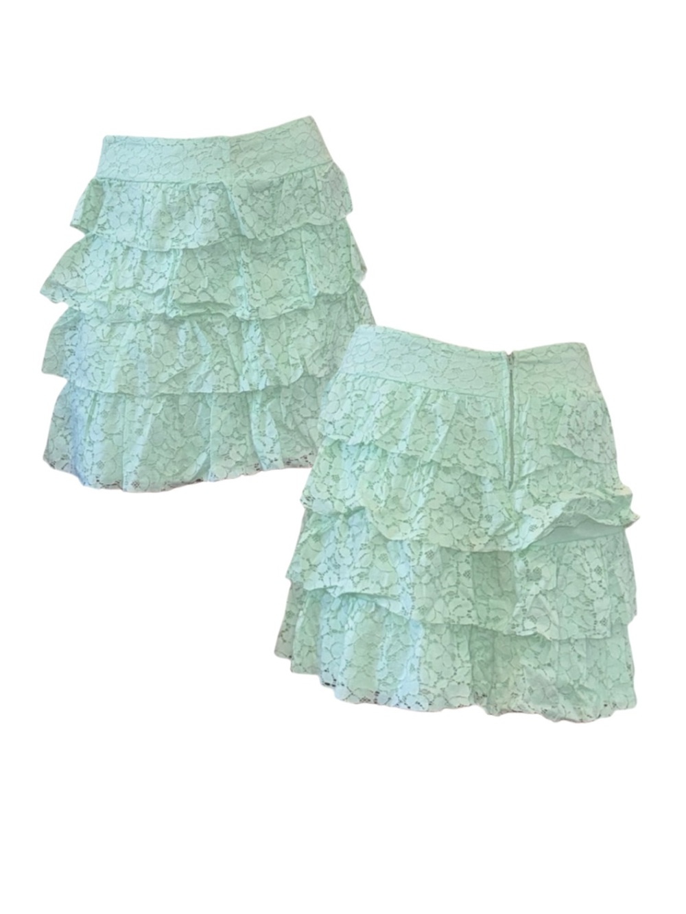 Mint Lace Tiered Skirt
